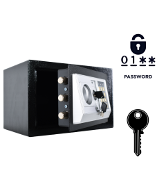 Pancerny Domowy Sejf z Zamkiem Elektronicznym i Kluczem 20x31x20 cm Czarny