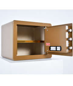 Pancerny Domowy Sejf z Zamkiem Elektronicznym i Kluczem 30x36x30 cm Brązowy