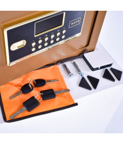 Pancerny Domowy Sejf z Zamkiem Elektronicznym i Kluczem 30x36x30 cm Brązowy