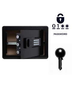 Pancerny Domowy Sejf z Zamkiem Elektronicznym i Kluczem 25x35x26 cm Czarny
