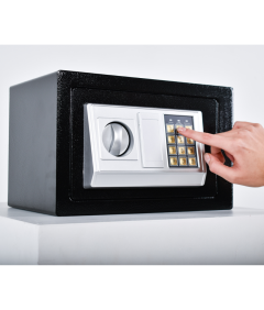 Pancerny Domowy Sejf z Zamkiem Elektronicznym i Kluczem 20x31x20 cm Czarny