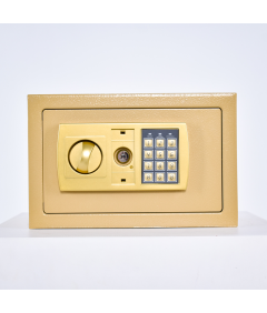 Pancerny Domowy Sejf z Zamkiem Elektronicznym i Kluczem 20x31x20 cm Złoty