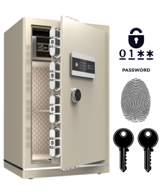 Pancerny Domowy Sejf z Zamkiem Elektronicznym i Kluczem 80x48x43 cm Beżowy