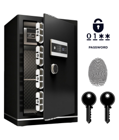 Pancerny Domowy Sejf z Zamkiem Elektronicznym i Kluczem 80x48x43 cm Czarny