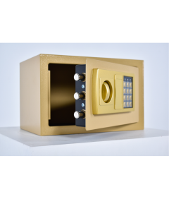 Pancerny Domowy Sejf z Zamkiem Elektronicznym i Kluczem 20x31x20 cm Złoty