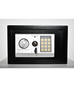 Pancerny Domowy Sejf z Zamkiem Elektronicznym i Kluczem 20x31x20 cm Czarny