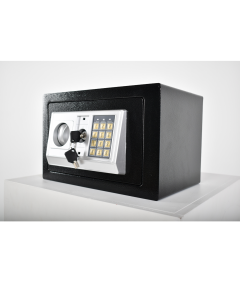 Pancerny Domowy Sejf z Zamkiem Elektronicznym i Kluczem 20x31x20 cm Czarny