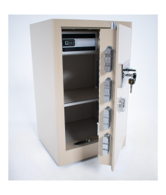 Pancerny Domowy Sejf z Zamkiem Elektronicznym i Kluczem 80x48x43 cm Beżowy