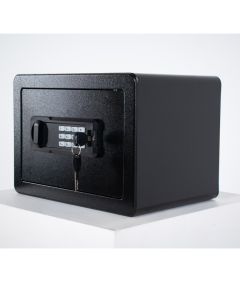 Pancerny Domowy Sejf z Zamkiem Elektronicznym i Kluczem 25x35x26 cm Czarny