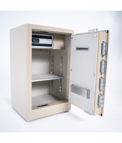 Pancerny Domowy Sejf z Zamkiem Elektronicznym i Kluczem 80x48x43 cm Beżowy