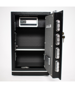 Pancerny Domowy Sejf z Zamkiem Elektronicznym i Kluczem 80x48x43 cm Czarny