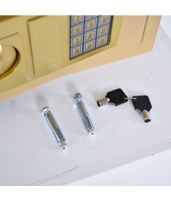 Pancerny Domowy Sejf z Zamkiem Elektronicznym i Kluczem 20x31x20 cm Złoty