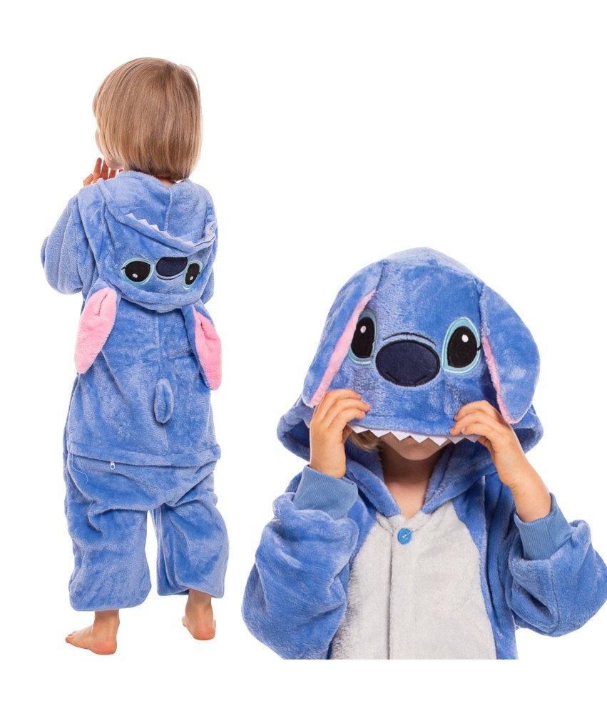 Piżama Dla Dzieci Dziecięca Kigurumi Onesie Kostium Stich Niebieski