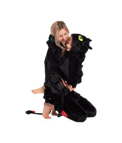 Piżama Damska Kombinezon Kigurumi Onesie Smok Szczerbatek Czarny