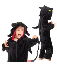 Piżama Dla Dzieci Dziecięca Kigurumi Onesie Smok Szczerbatek Czarny