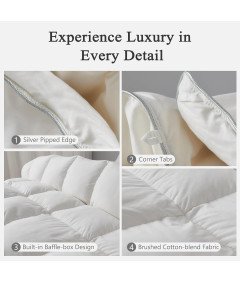 Kołdra Puchowa 200x200 cm Letnia Lekka z Puchu Gęsiego i Pierza Biała