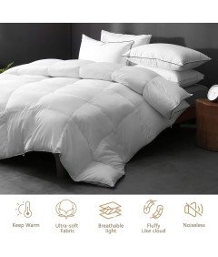 Kołdra puchowa 220x240 zimowa puch gęsi i pierze bawełna organiczna pikowana ciepła certyfikat Oeko-TEX