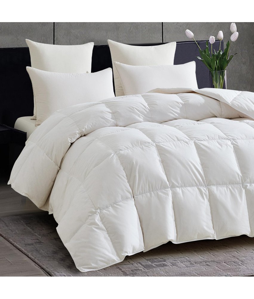 Kołdra Puchowa dla Alergików Zimowa Ciepła Bawełniana Biała 155 x 220 cm