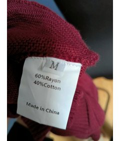 Sweter damski z odkrytym ramieniem, miękka bawełna i rayon, rozmiar M, bordowy, luźny fason, wielosezonowy