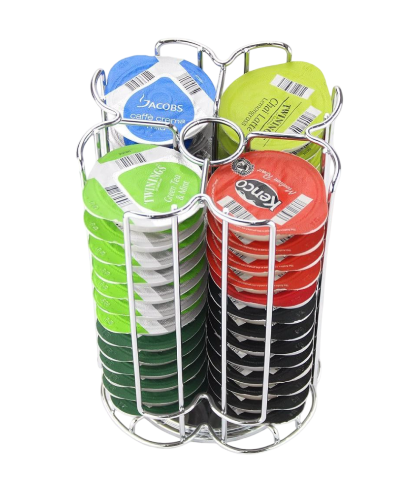 Stojak na Kapsułki Tassimo do Kawy Podajnik Uchwyt Obrotowy 360° Srebrny