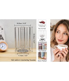 Stojak na Kapsułki Tassimo do Kawy Podajnik Uchwyt Obrotowy 360° Srebrny