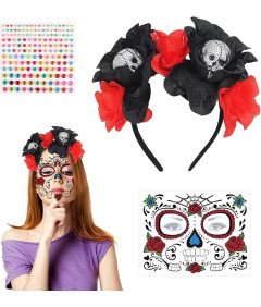 TECHEEL Opaska na Halloween, Tatuaże na Twarz, Kostium na Halloween