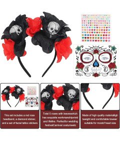 TECHEEL Opaska na Halloween, Tatuaże na Twarz, Kostium na Halloween