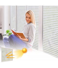 Folia Okleina Okienna Ochrona UV Samoprzylepna Biała Paski 90 x 200 cm