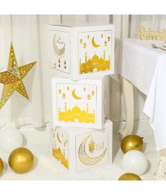 Trzy Częściowe Pudełka z Nadrukowanymi Literami EID Dekoracja Ramadan