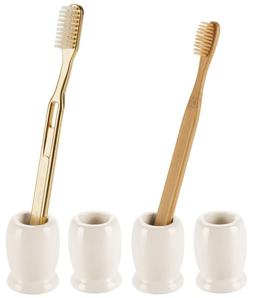Ceramiczny Stojak na Szczoteczki do Zębów Eleganckie Kremowe 4 Sztuki