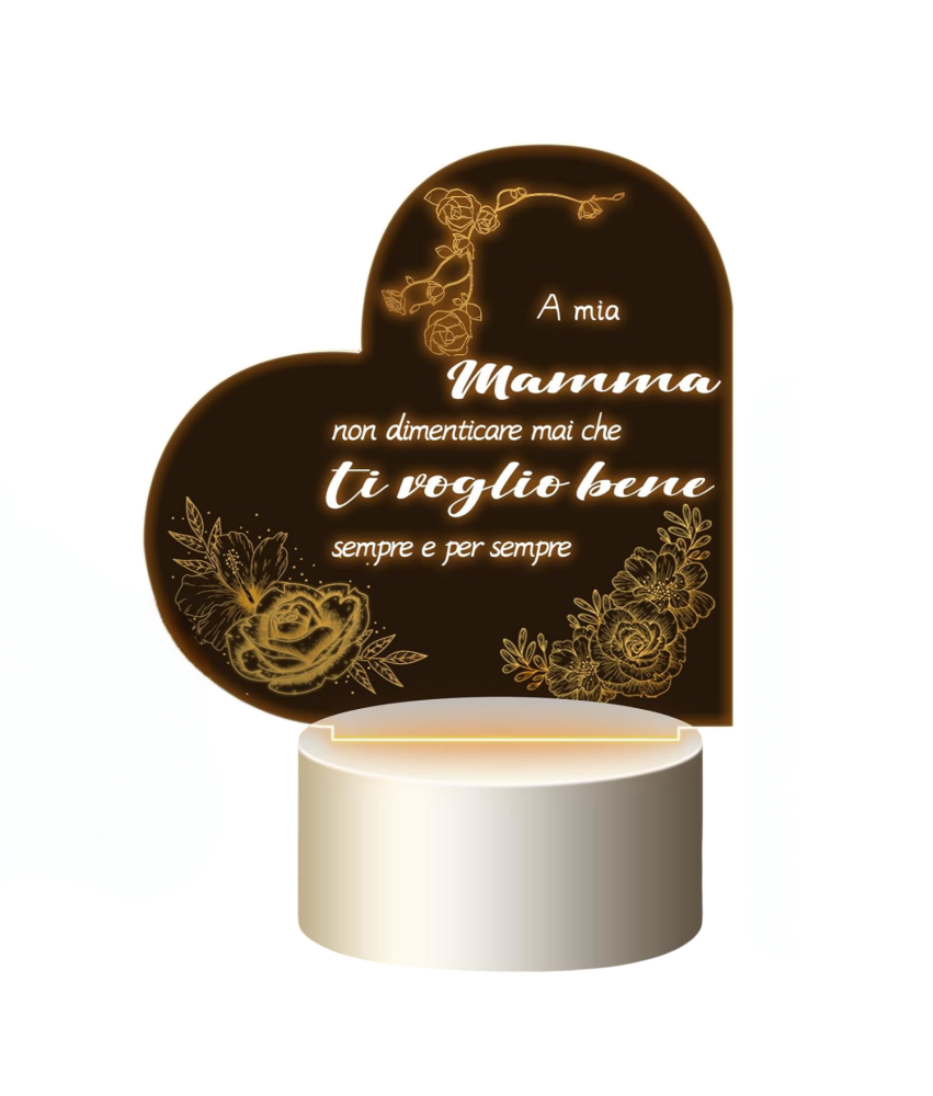 Lampka Nocna LED w Kształcie Serca Prezent dla Mamy Zasilanie Kablem