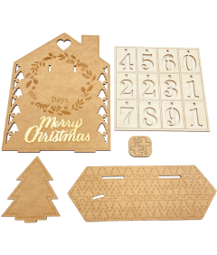 Domek Kalendarz Adwentowy Bożonarodzeniowy DIY Drewniany Dekoracja