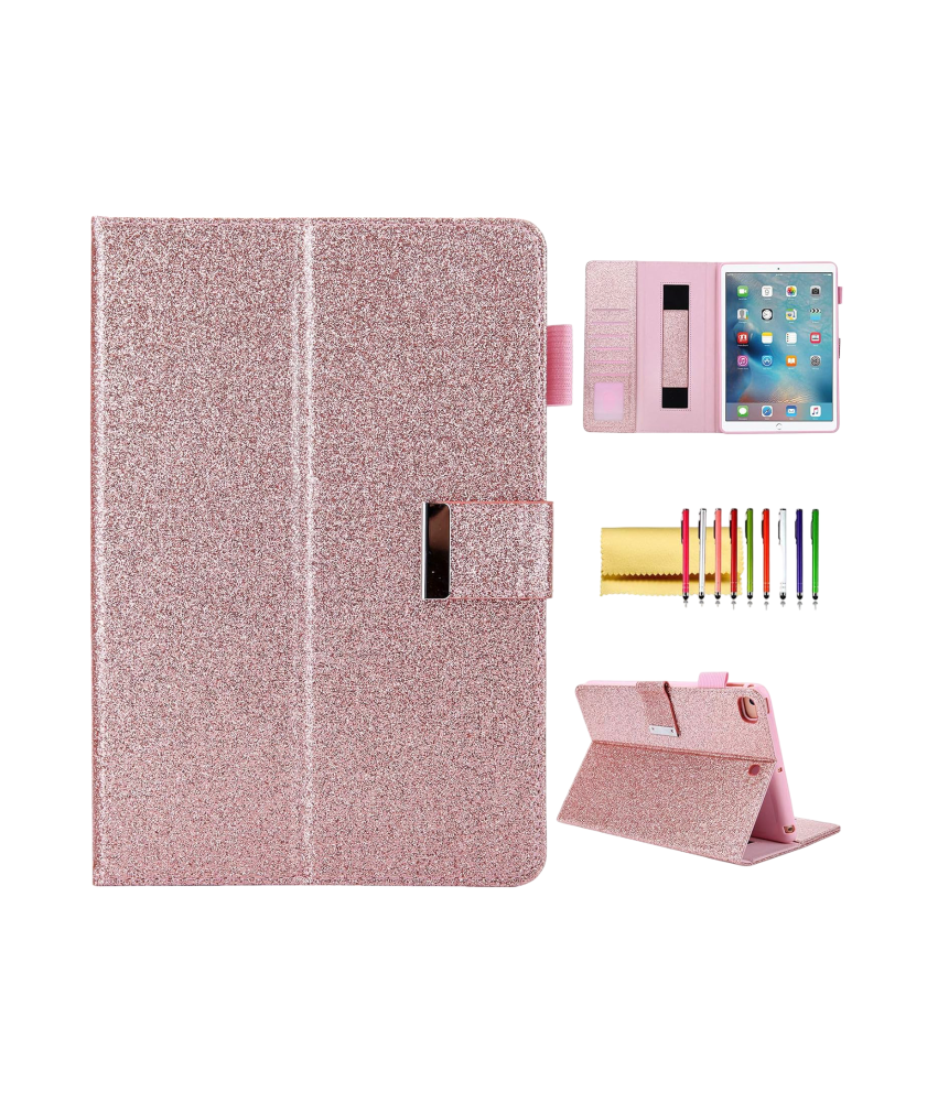 Etui Ochronne do iPad Mini 6 2021 Zamykane Portfel Brokatowe Różowe