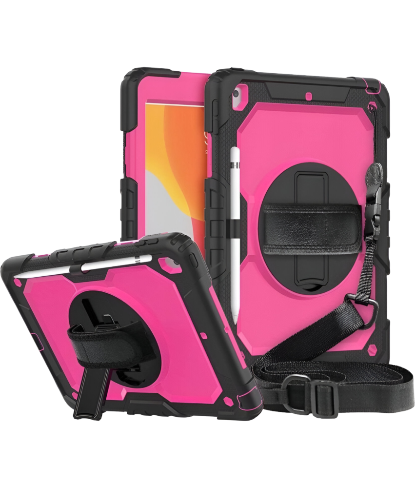 Etui Ochronne do iPad 10.2" Pancerne Obrotowy Uchwyt Rysik Różowe