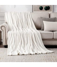 MIULEE Koc Dwustronna Flanela 125 cm x 150 cm Miękki Aksamitny Biały