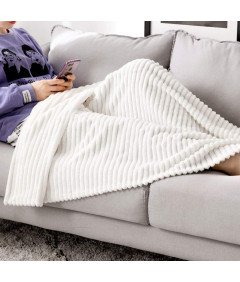 MIULEE Koc Dwustronna Flanela 125 cm x 150 cm Miękki Aksamitny Biały