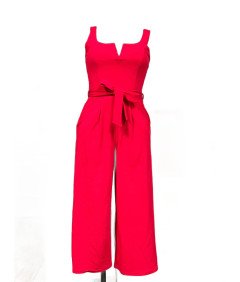 Quiz Kombinezon Bez Rękawów Lekki Wygodny z Paskiem Czerwony Rozmiar 36
