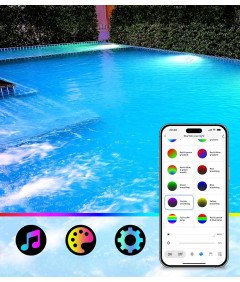 GedFong Applov nadzor LED luči za bazen Bela