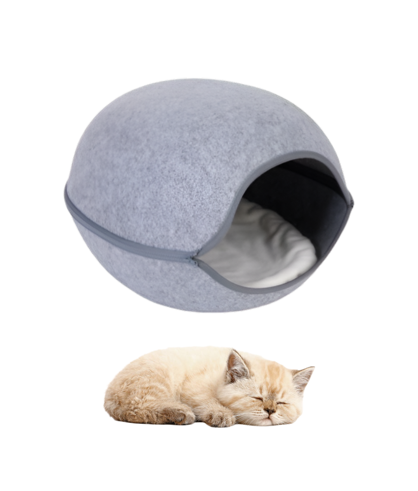 Legowisko Domek dla Kota Budka Zamek Filcowe Szare 50x30x45 cm Otwierane Składane