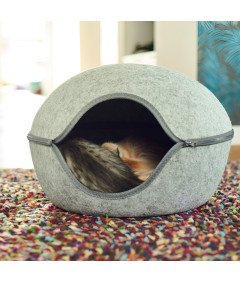 Legowisko Domek dla Kota Budka Zamek Filcowe Szare 50x30x45 cm Otwierane Składane