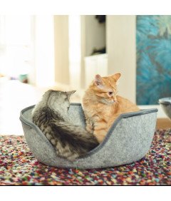 Legowisko Domek dla Kota Budka Zamek Filcowe Szare 50x30x45 cm Otwierane Składane