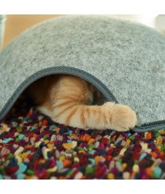 Legowisko Domek dla Kota Budka Zamek Filcowe Szare 50x30x45 cm Otwierane Składane