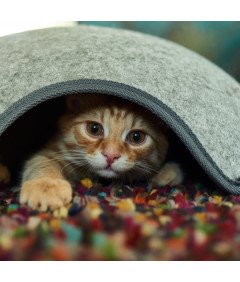 Legowisko Domek dla Kota Budka Zamek Filcowe Szare 50x30x45 cm Otwierane Składane