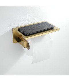 Uchwyt na Papier Toaletowy Ścienny Łazienka Półka Stal Szczotkowany Złoty Wieszak