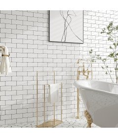 Naklejki Na Płytki Ścienne Białe Samoprzylepne 24 Sztuki 30,5 x 30,5 cm