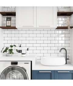 Naklejki Na Płytki Ścienne Białe Samoprzylepne 24 Sztuki 30,5 x 30,5 cm