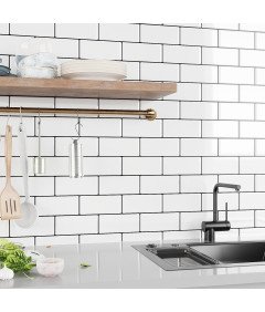 Naklejki Na Płytki Ścienne Białe Samoprzylepne 24 Sztuki 30,5 x 30,5 cm