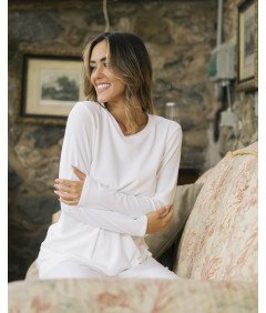 LAVENZO Damska Piżama Zimowa Dwuczęściowa z Ciepłego Polaru Biała XXS