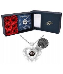 Naszyjnik z Kamieniem Kocham Cię w 100 Językach Prezent Eleganckie Pudełko