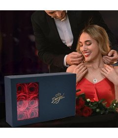 Naszyjnik z Kamieniem Kocham Cię w 100 Językach Prezent Eleganckie Pudełko